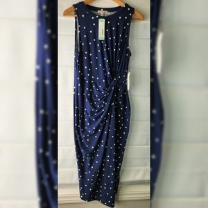 Navy stretchy polka dot dress
